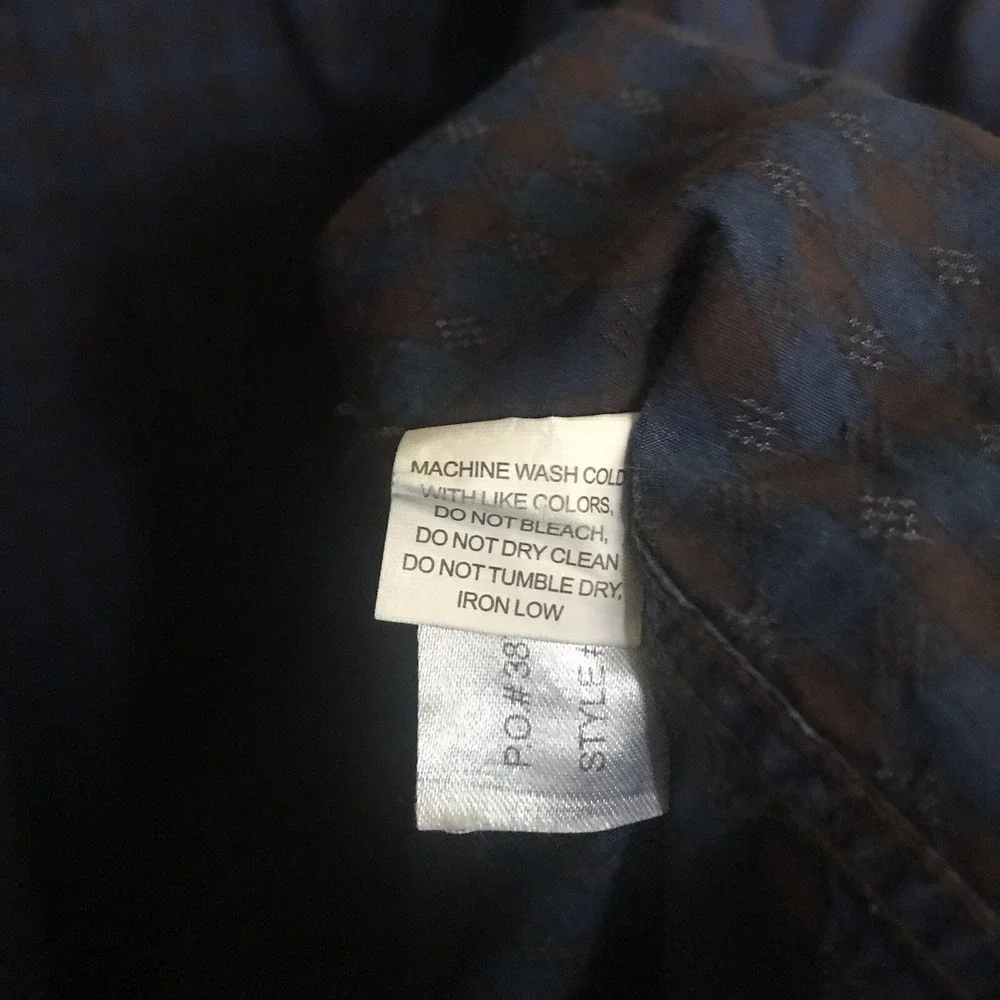 Carbon2Cobalt Shirt XL Mens Blue Brown Plaid Check Button Up Cotton Long Sleeve - Picture 5 of 11